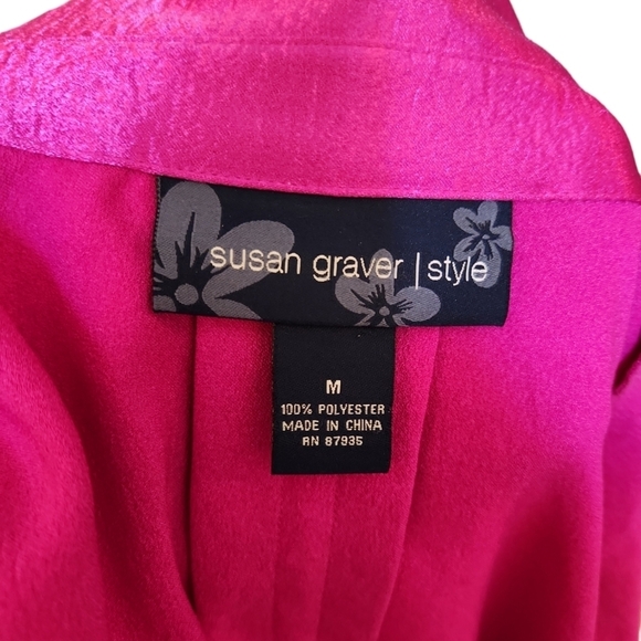 Susan Graver Fuschia Metallic Tunic Blouse - Picture 7 of 9